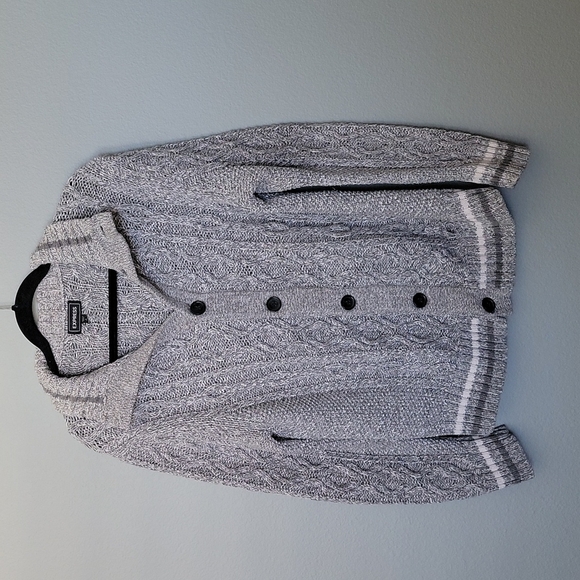Express Y2K Preppy Collared Button Front Chunky grandpa cardigan Large - Picture 1 of 7